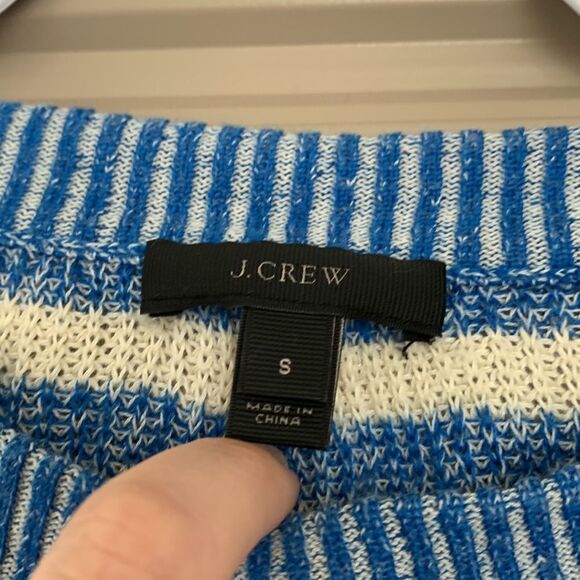 J CREW HEATHER STRIPE LINEN BLEND SWEATER BLUE SMALL - Picture 2 of 4